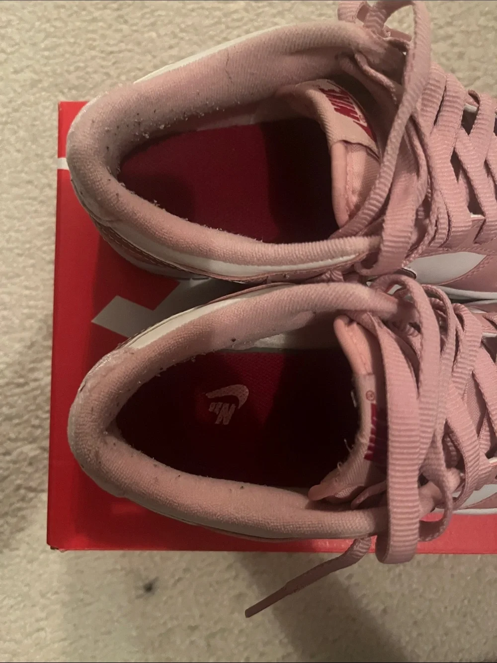 Nike kids Dusty Pink and White Low-Top Sneakers